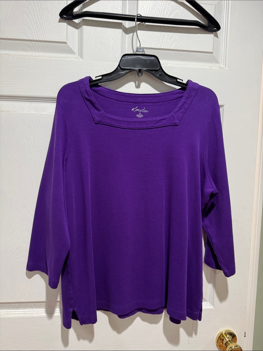 Kim Rogers Purple Square-Neck Long Sleeve Tee